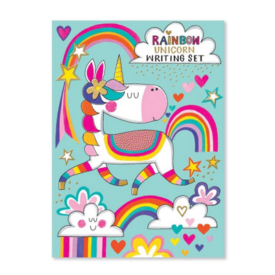 Rachel Ellen Rainbow Unicorn Writing Set with 30 Sheets, 20 Envelopes ...