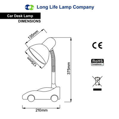 Racing Car Flexible Blue and Black Desk Lamp CR04BL with 4W LED G45 Cool White