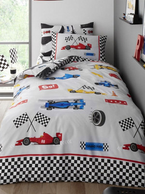 Racing Cars Single Duvet Cover and Pillowcase Set DIY at B&Q