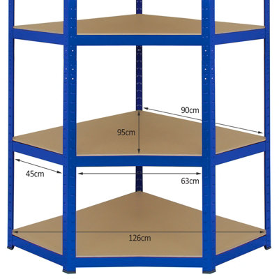 Racking Shelving Unit Corner Metal Shelves Garage Storage 1 Bay 90cm x ...
