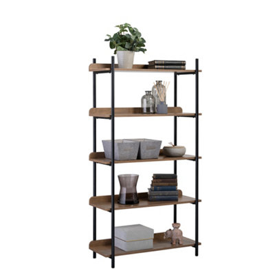 Racking Solutions 5 Tier Contemporary Industrial Bookcase Shelving Oak ...