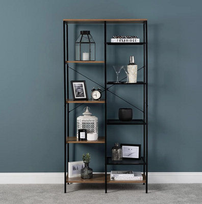 Racking Solutions 9 Tier Storage Bookshelf Mid Oak Style With Industrial Details 1700mm H x 790mm W x 400mm D