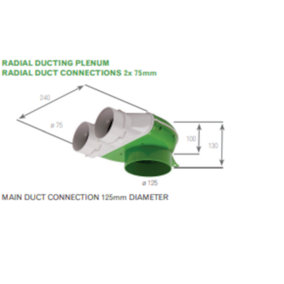 Radial Ducting Plenum with 2 x 75mm Connections, Pack of 2 - Best Value.