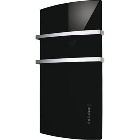 Radialight Deva Glass Electric Bathroom Fan Heater With Towel Bars, 1500W, Black