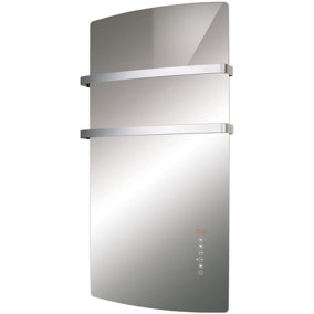 Radialight Deva Glass Electric Bathroom Fan Heater With Towel Bars, 1500W, Mirror