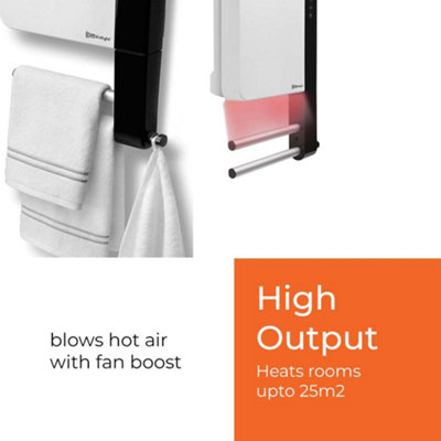 Radialight Windy Electric Bathroom Fan Heater With Towel Bars, 1800W, Mirror