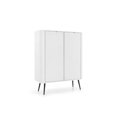 Radiant Zova Highboard Cabinet H1290mm W1030mm D390mm in Pristine White - Luminous Storage Sanctuary