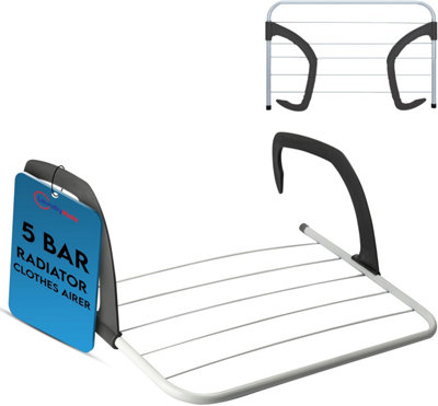Radiator Airer Clothes Washing Adjustable Foldable 5 Bar Radiator Airer ...