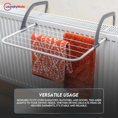 Radiator Airer Clothes Washing Adjustable Foldable 5 Bar Radiator Airer ...
