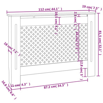 Radiator Cover 112x19x81.5 cm MDF - 8