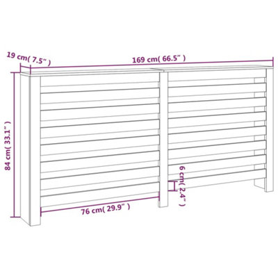 Radiator Cover 169x19x84 cm Solid Wood Pine - 8