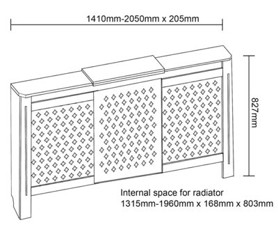 Radiator Cover Aurora Style Adjustable White MDF Easy Installation Modern