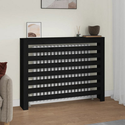 Radiator Cover Black 108.5x19x84 cm Solid Wood Pine