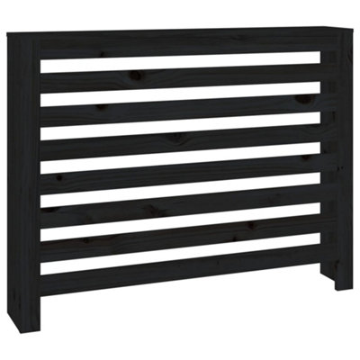 Radiator Cover Black 108.5x19x84 cm Solid Wood Pine