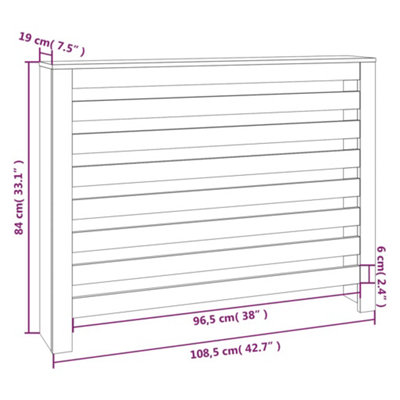Radiator Cover Black 108.5x19x84 cm Solid Wood Pine - 8