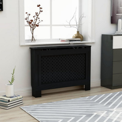 RADIATOR COVER BLACK 112X19X81.5 CM MDF