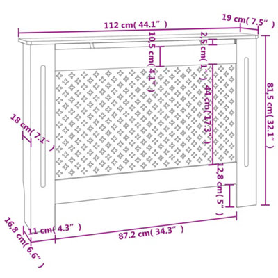 Radiator Cover Black 112x19x81.5 cm MDF - 8