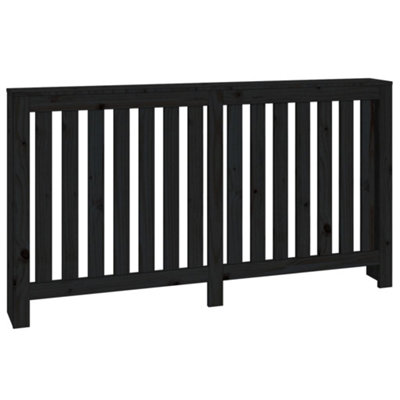 Radiator Cover Black 153x19x84 cm Solid Wood Pine