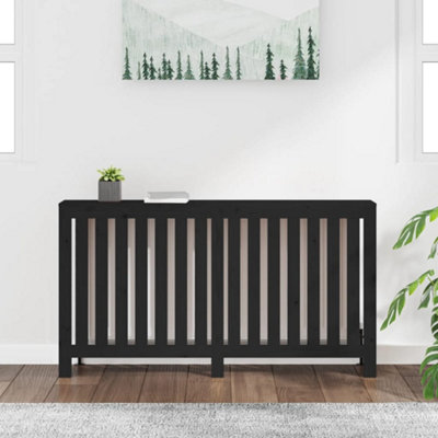 Radiator Cover Black 153x19x84 cm Solid Wood Pine - 3