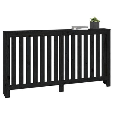 Radiator Cover Black 153x19x84 cm Solid Wood Pine - 4