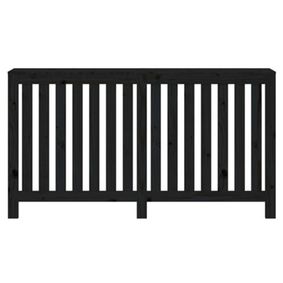 Radiator Cover Black 153x19x84 cm Solid Wood Pine - 5