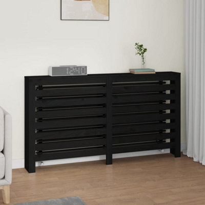 Radiator Cover Black 153x19x84 cm Solid Wood Pine