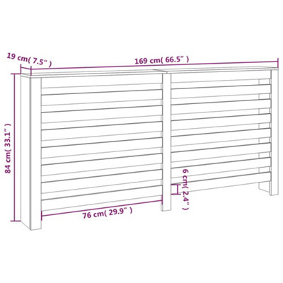 Radiator Cover Black 169x19x84 cm Solid Wood Pine - 8