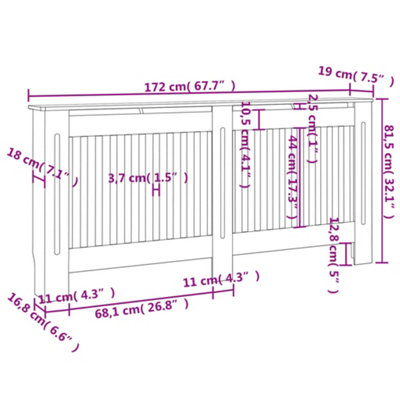 Radiator Cover Black 172x19x81.5 cm MDF - 8