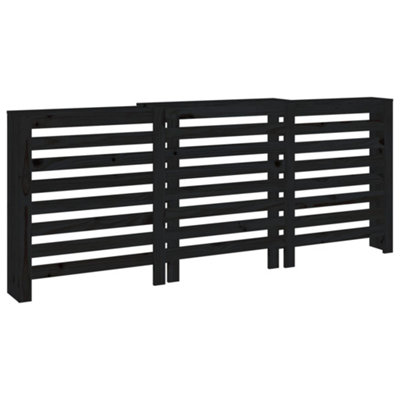 Radiator Cover Black 210x21x85 cm Solid Wood Pine