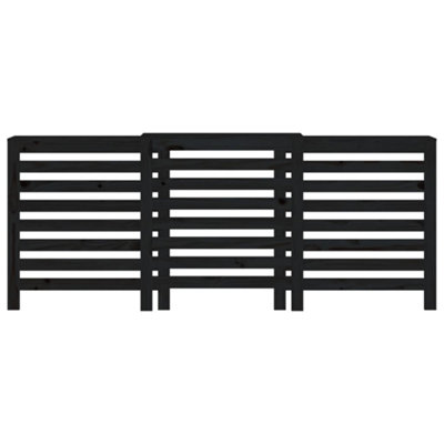 Radiator Cover Black 210x21x85 cm Solid Wood Pine - 5