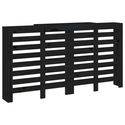 Radiator Cover Black 210x21x85 cm Solid Wood Pine - 7