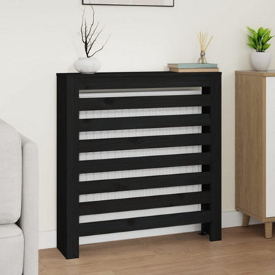 Radiator Cover Black 79.5x19x84 cm Solid Wood Pine