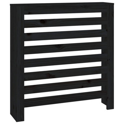 Radiator Cover Black 79.5x19x84 cm Solid Wood Pine