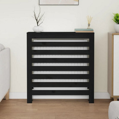 Radiator Cover Black 79.5x19x84 cm Solid Wood Pine - 3