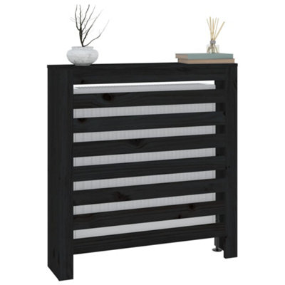 Radiator Cover Black 79.5x19x84 cm Solid Wood Pine - 4