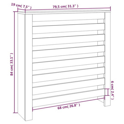 Radiator Cover Black 79.5x19x84 cm Solid Wood Pine - 8