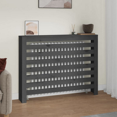 Radiator Cover Grey 108.5x19x84 cm Solid Wood Pine