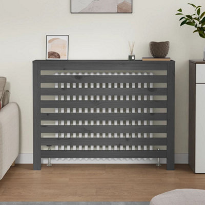 Radiator Cover Grey 108.5x19x84 cm Solid Wood Pine - 3