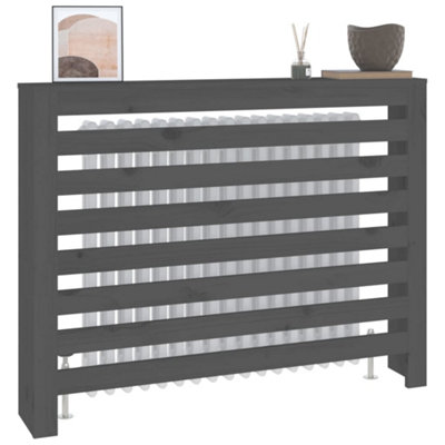 Radiator Cover Grey 108.5x19x84 cm Solid Wood Pine - 4