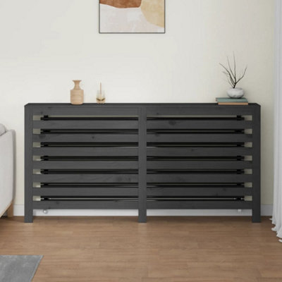 Radiator Cover Grey 169x19x84 cm Solid Wood Pine - 3