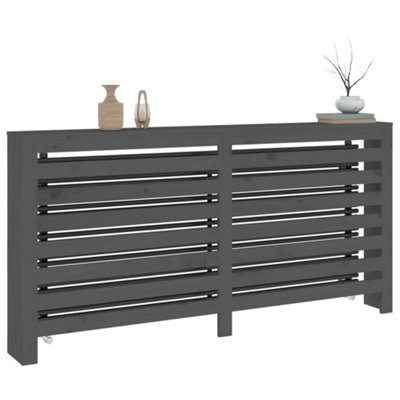 Radiator Cover Grey 169x19x84 cm Solid Wood Pine - 4