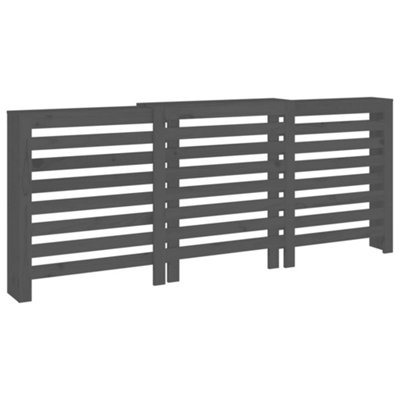 Radiator Cover Grey 210x21x85 cm Solid Wood Pine