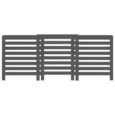 Radiator Cover Grey 210x21x85 cm Solid Wood Pine - 5