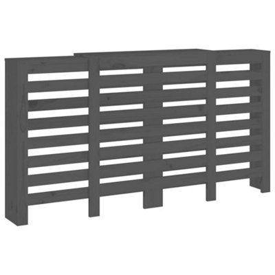 Radiator Cover Grey 210x21x85 cm Solid Wood Pine - 7