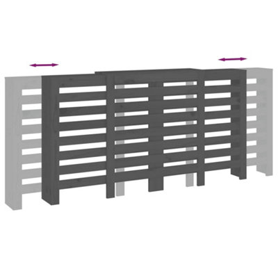Radiator Cover Grey 210x21x85 cm Solid Wood Pine - 8