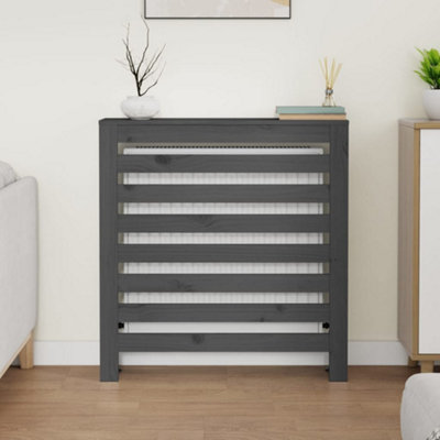 Radiator Cover Grey 79.5x19x84 cm Solid Wood Pine - 3