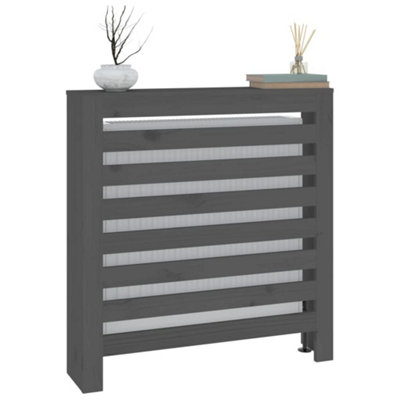 Radiator Cover Grey 79.5x19x84 cm Solid Wood Pine - 4