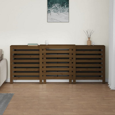 Radiator Cover Honey Brown 210x21x85 cm Solid Wood Pine - 3