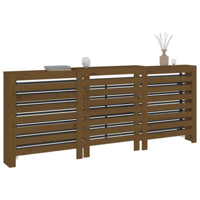 Radiator Cover Honey Brown 210x21x85 cm Solid Wood Pine - 4