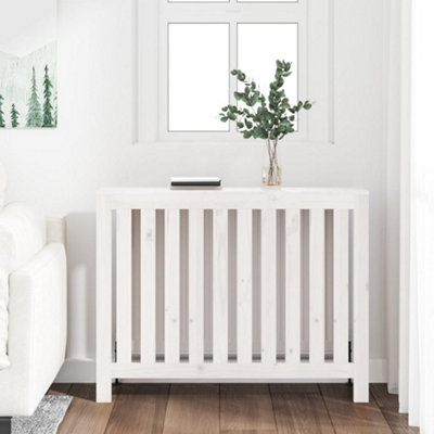 Radiator Cover White 108.5x19x84 cm Solid Wood Pine - 3